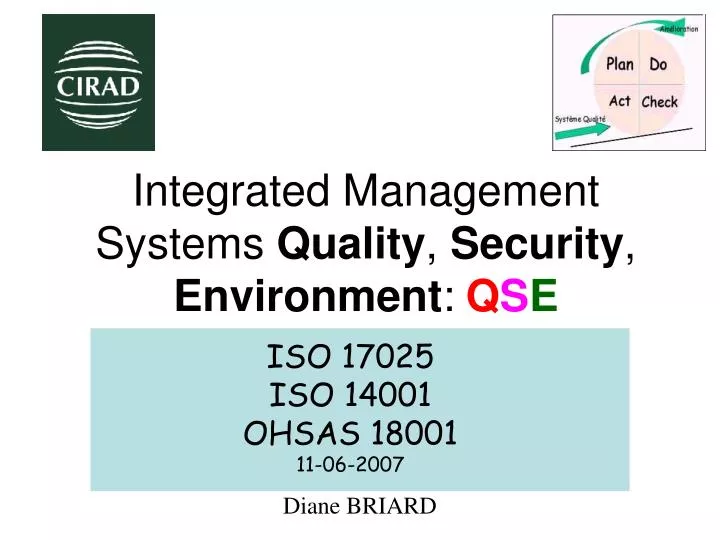 integrated management systems quality security environment q s e