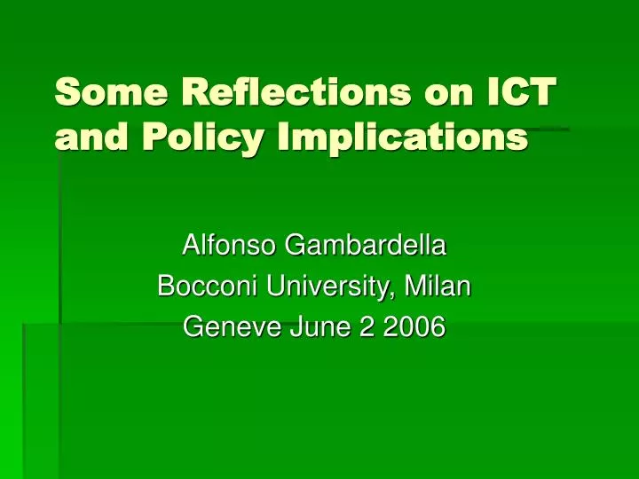 some reflections on ict and policy implications
