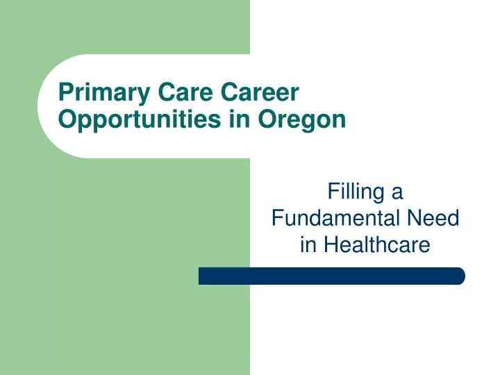 primary care career opportunities in oregon