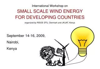 International Workshop on SMALL SCALE WIND ENERGY FOR DEVELOPING COUNTRIES