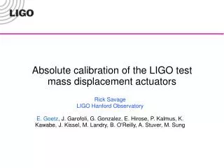 Absolute calibration of the LIGO test mass displacement actuators
