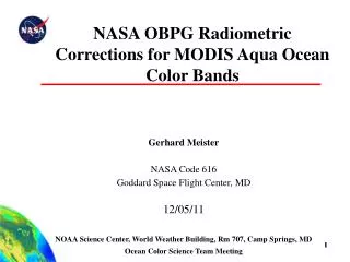 NASA OBPG Radiometric Corrections for MODIS Aqua Ocean Color Bands