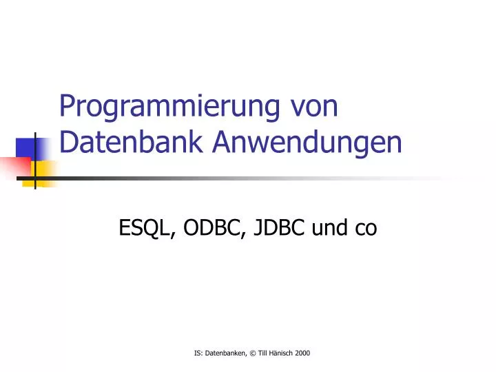 programmierung von datenbank anwendungen