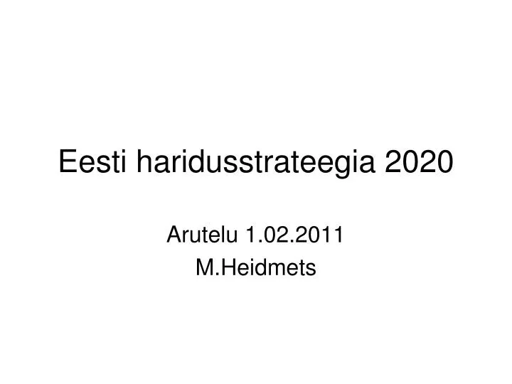eesti haridusstrateegia 2020