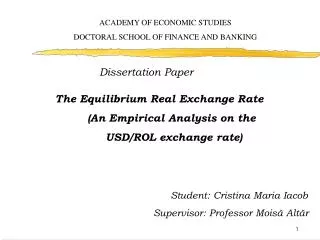 ACADEMY OF ECONOMIC STUDIES DOCTORAL SCHOOL OF FINANCE AND BANKING