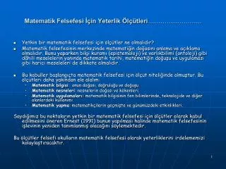 matematik felsefesi in yeterlik l tleri