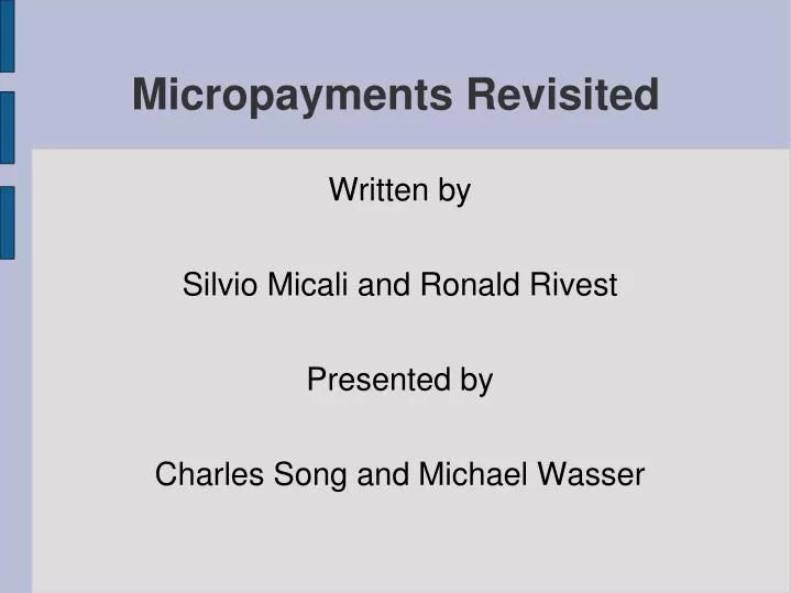 micropayments revisited