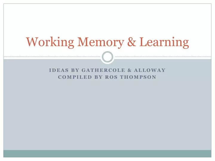 working memory learning