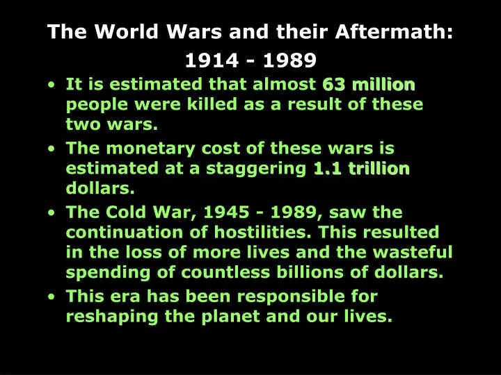 the world wars and their aftermath 1914 1989