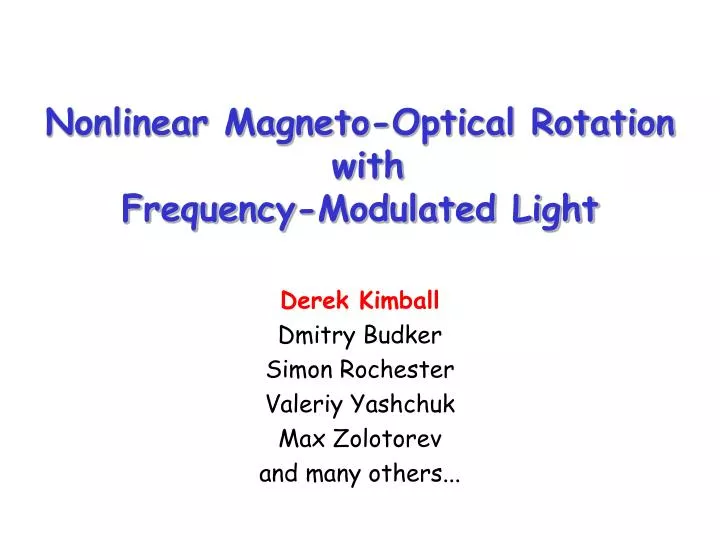 nonlinear magneto optical rotation with frequency modulated light