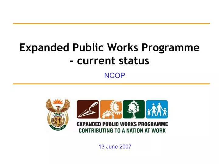expanded public works programme current status