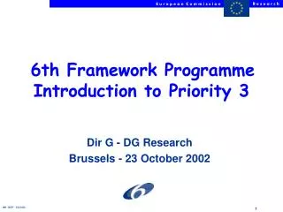 Dir G - DG Research Brussels - 23 October 2002