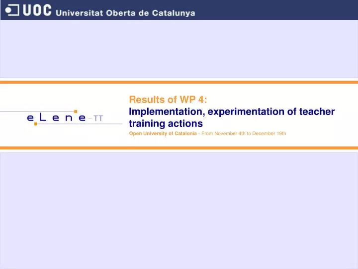 results of wp 4 implementation experimentation of teacher training actions