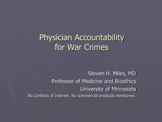 Physician Accountability for War Crimes