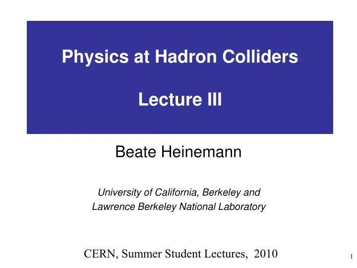 physics at hadron colliders lecture iii