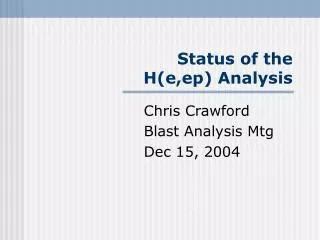 Status of the H(e,ep) Analysis