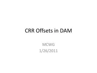 CRR Offsets in DAM