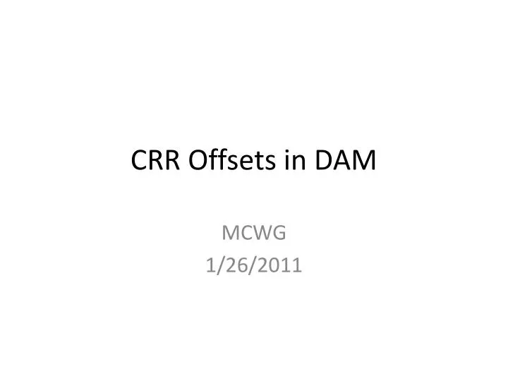 crr offsets in dam