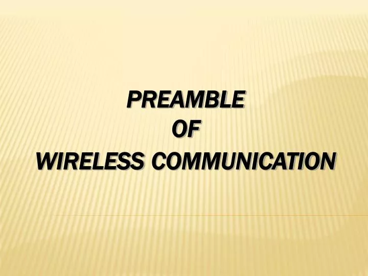 preamble of wireless communication