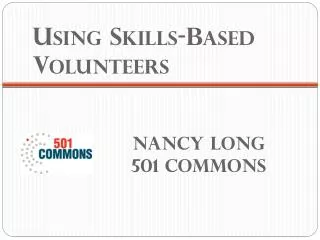 Using Skills-Based Volunteers