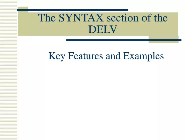 the syntax section of the delv