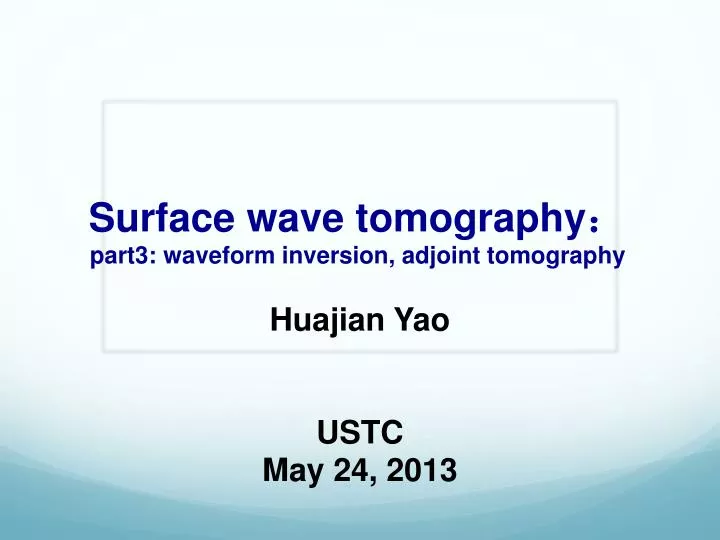 surface wave tomography part3 waveform inversion adjoint tomography