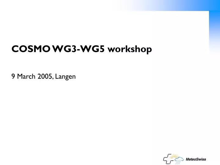 cosmo wg3 wg5 workshop