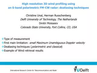 High resolution 3D wind profiling using an S-band polarimetric FM-CW radar: dealiasing techniques