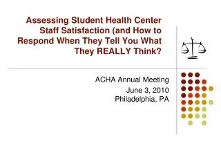 ACHA Annual Meeting June 3, 2010 Philadelphia, PA