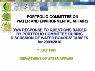PORTFOLIO COMMITTEE ON WATER AND ENVIRONMENTAL AFFAIRS
