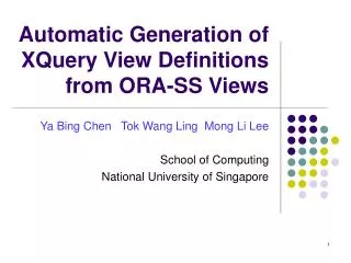 Automatic Generation of XQuery View Definitions from ORA-SS Views