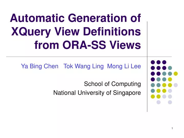 automatic generation of xquery view definitions from ora ss views