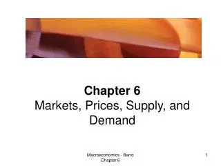 Chapter 6 Markets, Prices, Supply, and Demand