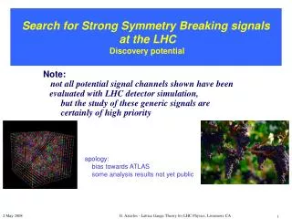Search for Strong Symmetry Breaking signals at the LHC Discovery potential