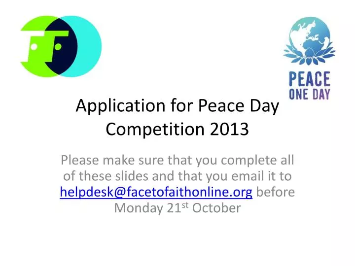 application for peace day competition 2013