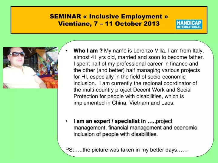 seminar inclusive employment vientiane 7 11 october 2013