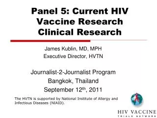 Panel 5: Current HIV Vaccine Research Clinical Research