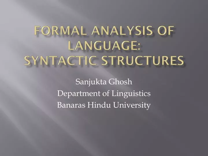 formal analysis of language syntactic structures