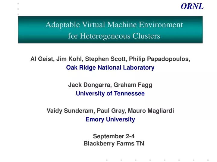 adaptable virtual machine environment for heterogeneous clusters