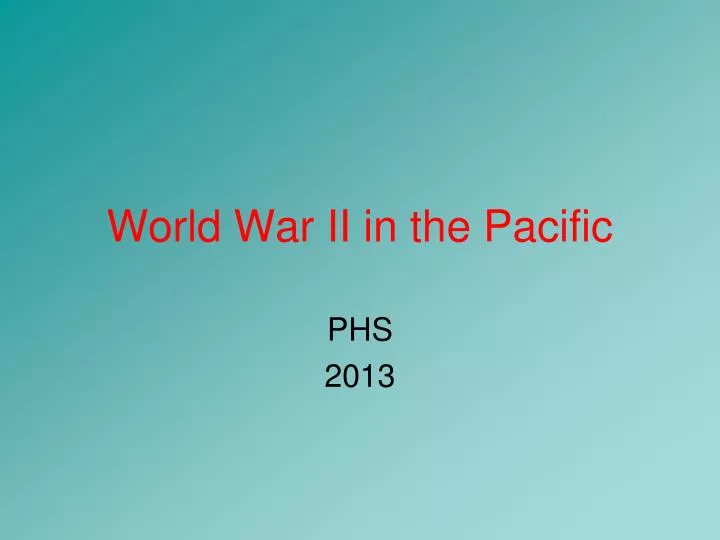 world war ii in the pacific