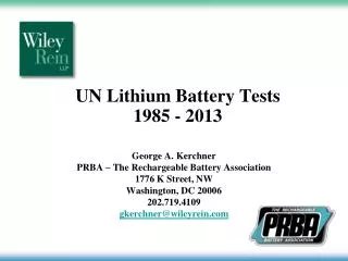 UN Lithium Battery Tests 1985 - 2013