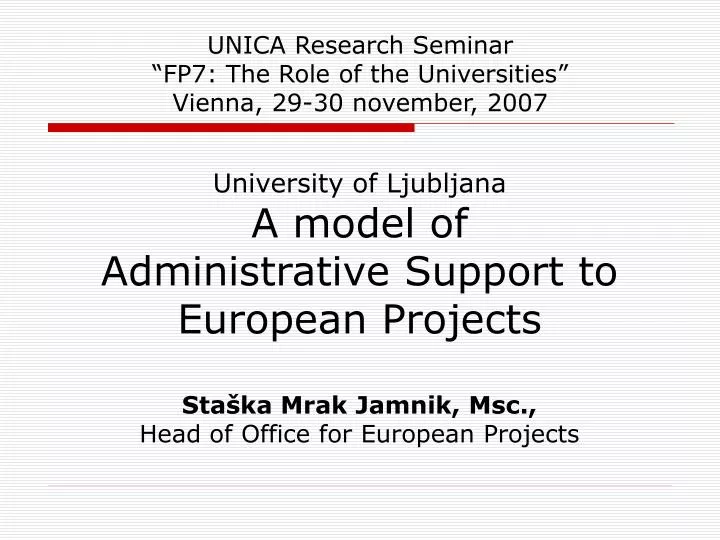 unica research seminar fp7 the role of the universities vienna 29 30 november 2007