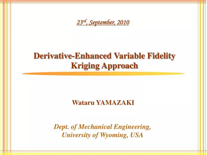 derivative enhanced variable fidelity kriging approach