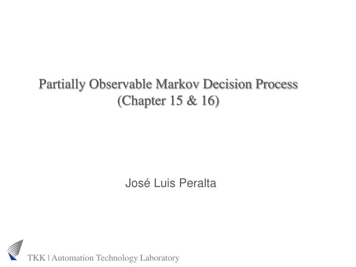 partially observable markov decision process chapter 15 16