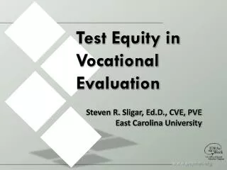 Test Equity in Vocational Evaluation