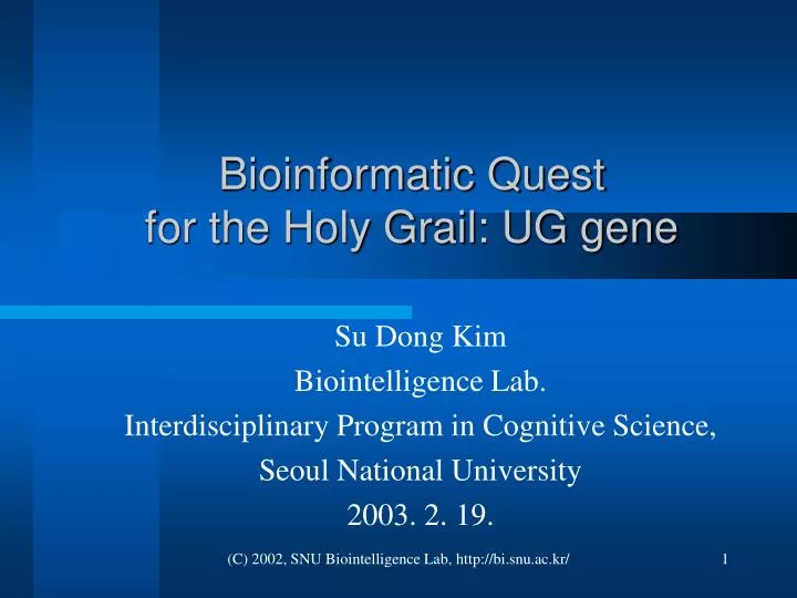 bioinformatic quest for the holy grail ug gene