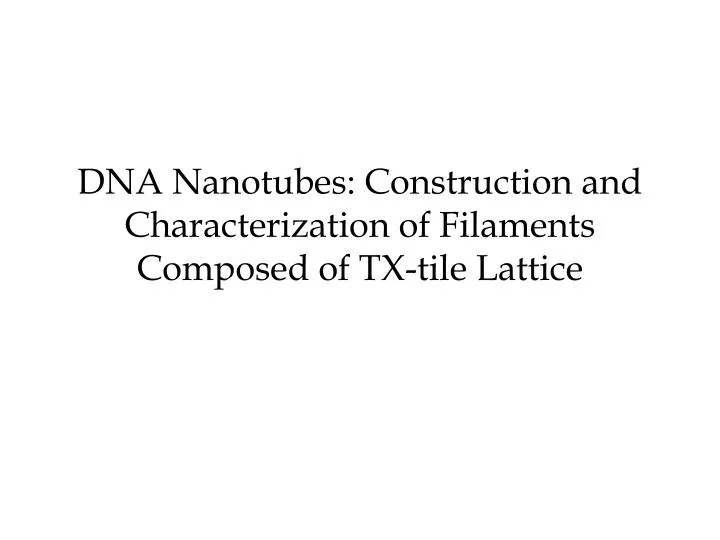 dna nanotubes construction and characterization of filaments composed of tx tile lattice