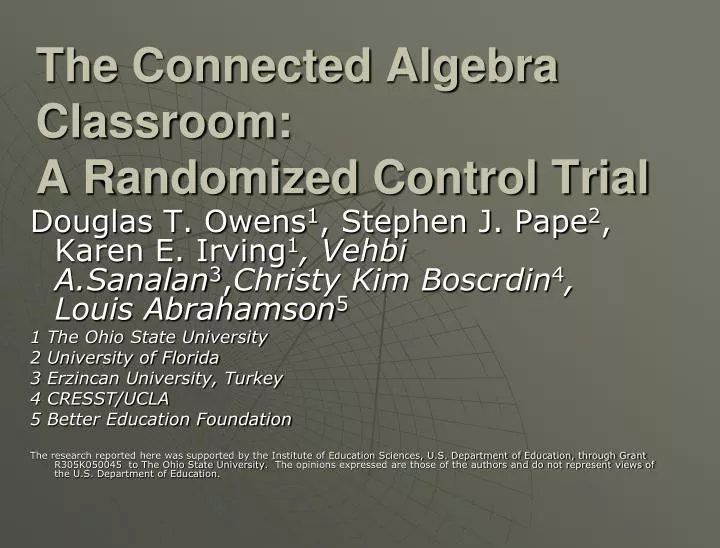 the connected algebra classroom a randomized control trial