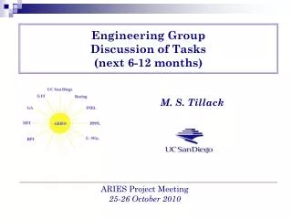 Engineering Group Discussion of Tasks (next 6-12 months)