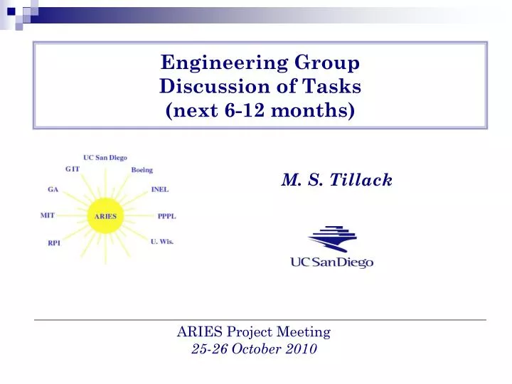 engineering group discussion of tasks next 6 12 months